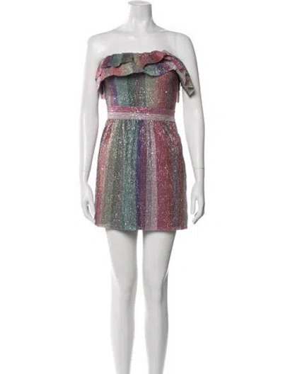 Pre-owned Saylor Striped Mini Dress In Purple