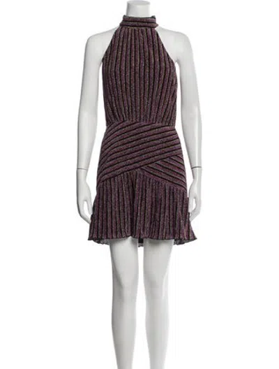 Pre-owned Saylor Striped Mini Dress In Purple