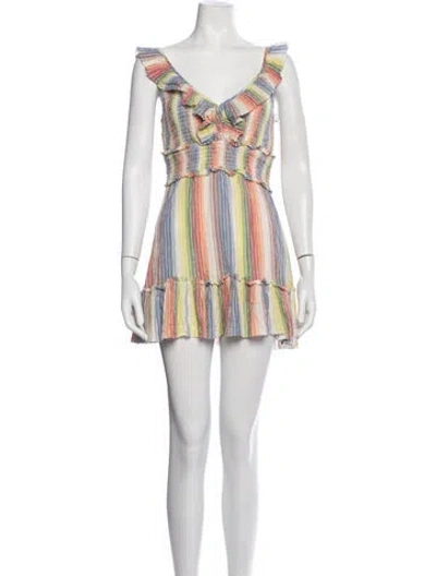 Pre-owned Saylor Striped Mini Dress In Red