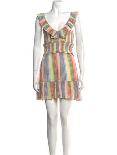 Pre-owned Saylor Striped Mini Dress In Red