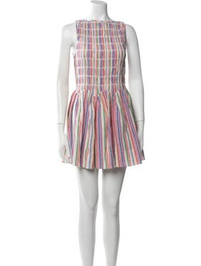 Pre-owned Saylor Striped Mini Dress In Red