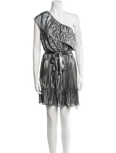 Pre-owned Saylor Striped Mini Dress In Silver