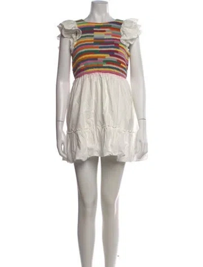 Pre-owned Saylor Striped Mini Dress In White