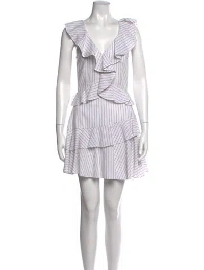 Pre-owned Saylor Striped Mini Dress In White