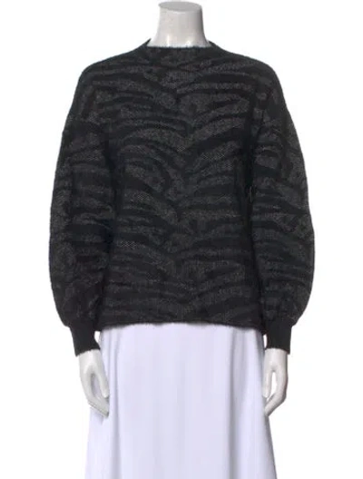 Pre-owned Saylor Striped Mock Neck Sweater In Black