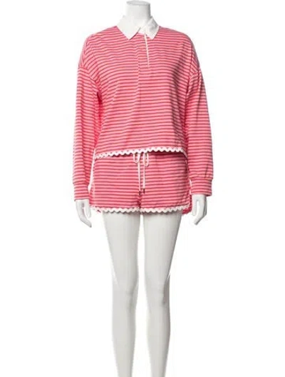 Pre-owned Saylor Striped Short Set In Pink