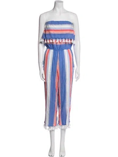 Pre-owned Saylor Striped Strapless Jumpsuit In Blue