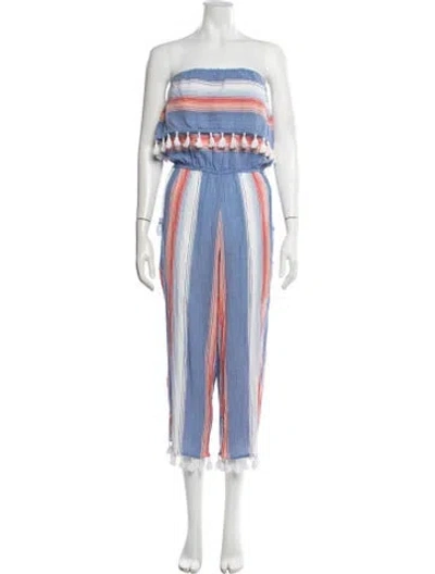 Pre-owned Saylor Striped Strapless Jumpsuit In Blue