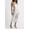 Saylor Suni Sequin Fringe Cocktail Dress In White