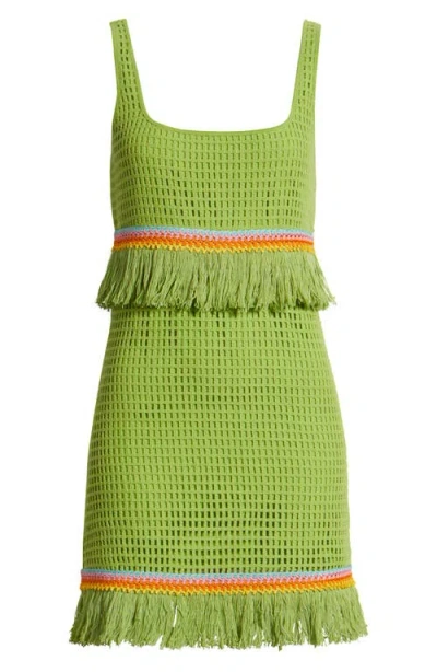 Saylor Talulla Fringe Trim Minidress In Lemon Verbena