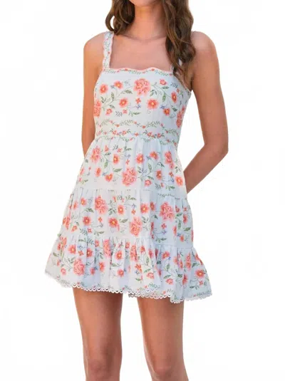 Saylor Tanya Stripe Floral Mini Dress In Blue In White