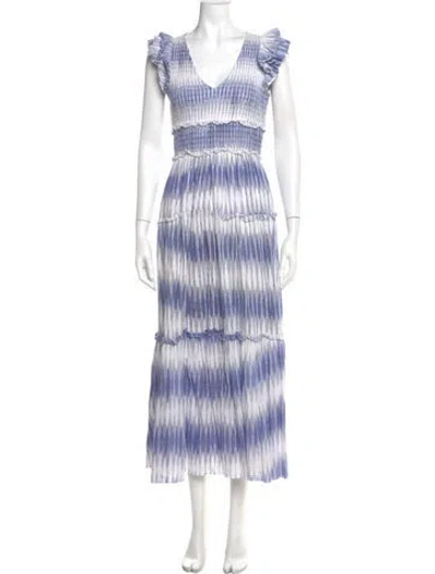 Pre-owned Saylor Tie-dye Print Long Dress In Blue