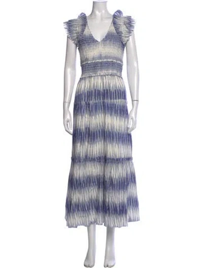 Pre-owned Saylor Tie-dye Print Long Dress In Blue