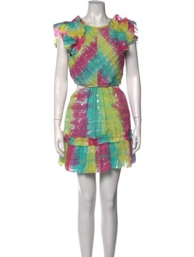 Pre-owned Saylor Tie-dye Print Mini Dress In Metallic/pink