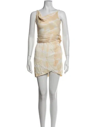 Pre-owned Saylor Tie-dye Print Mini Dress In Neutrals
