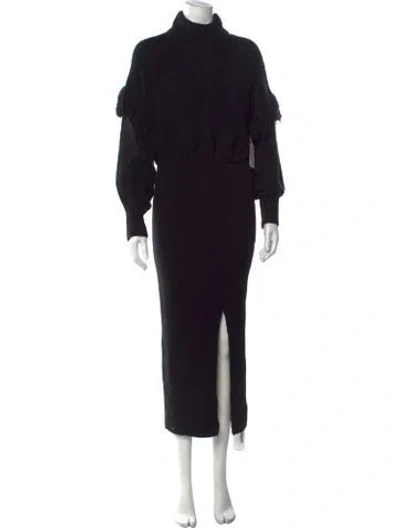 Pre-owned Saylor Turtleneck Long Dress In Black
