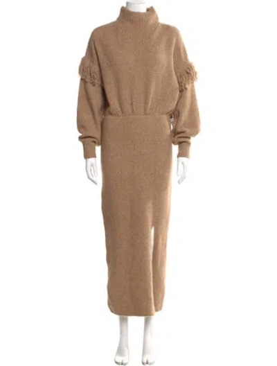 Pre-owned Saylor Turtleneck Long Dress In Brown