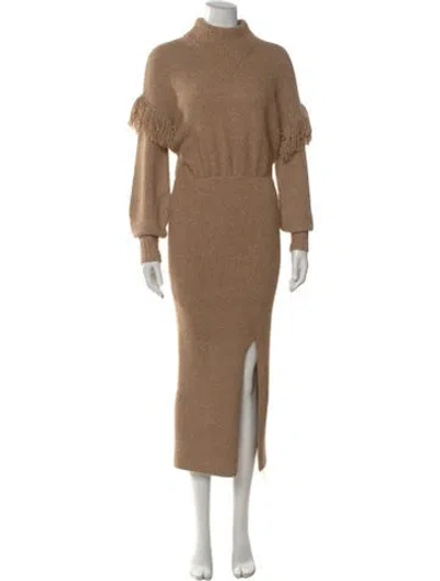 Pre-owned Saylor Turtleneck Long Dress In Neutral