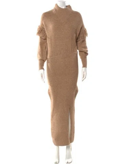 Pre-owned Saylor Turtleneck Midi Length Dress In Neutral