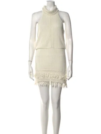 Pre-owned Saylor Turtleneck Mini Dress In Neutral