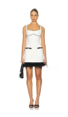 Saylor Velma Tweed Feather Dress In Black And White In White