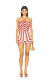 Saylor Veruca Romper In Beige,red