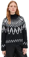 Saylor Vicki Boucle Fair Isle Sweater Black In Black