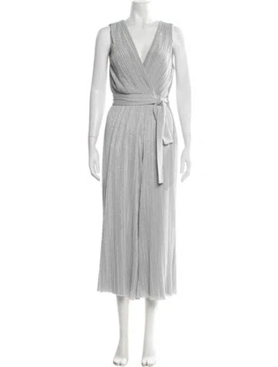 Pre-owned Saylor V-neck Jumpsuit In Silver