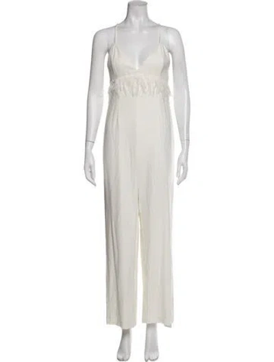 Pre-owned Saylor V-neck Jumpsuit W/ Tags In Neutral