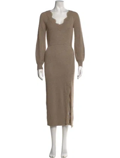 Pre-owned Saylor V-neck Long Dress In Neutral