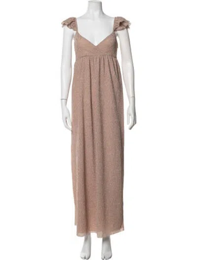 Pre-owned Saylor V-neck Long Dress In Neutrals