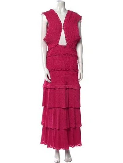 Pre-owned Saylor V-neck Long Dress In Pink
