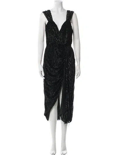 Pre-owned Saylor V-neck Long Dress W/ Tags In Black