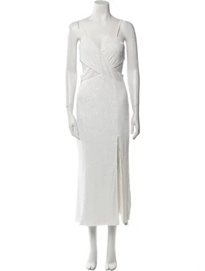 Pre-owned Saylor V-neck Long Dress In White