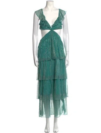 Pre-owned Saylor V-neck Midi Length Dress In Blue