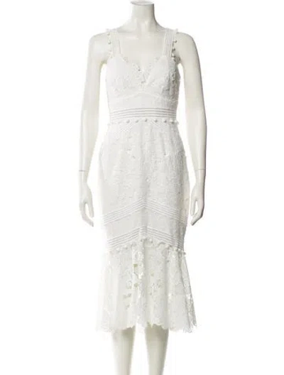 Pre-owned Saylor V-neck Midi Length Dress In Blue