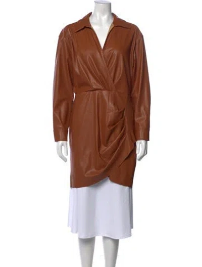 Pre-owned Saylor V-neck Midi Length Dress In Brown