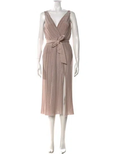 Pre-owned Saylor V-neck Midi Length Dress In Neutral