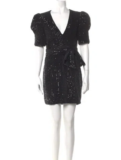 Pre-owned Saylor V-neck Mini Dress In Black