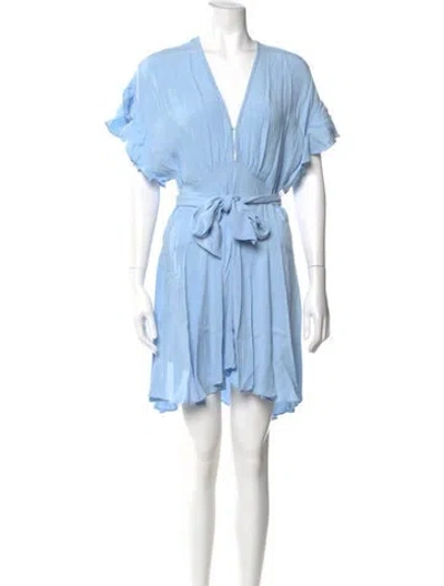 Pre-owned Saylor V-neck Mini Dress In Blue