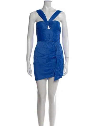 Pre-owned Saylor V-neck Mini Dress In Blue