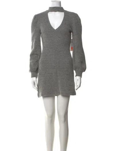 Pre-owned Saylor V-neck Mini Dress In Grey