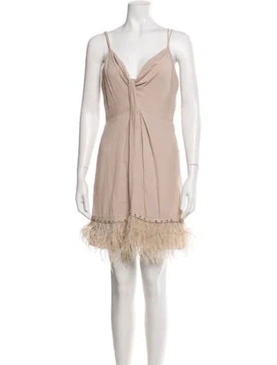 Pre-owned Saylor V-neck Mini Dress In Neutral