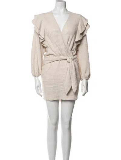 Pre-owned Saylor V-neck Mini Dress In Neutrals
