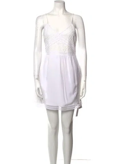 Pre-owned Saylor V-neck Mini Dress In White