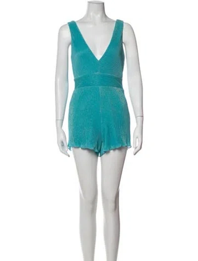 Pre-owned Saylor V-neck Romper In Blue