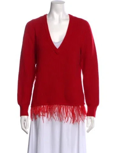 Pre-owned Saylor V-neck Sweater In Red