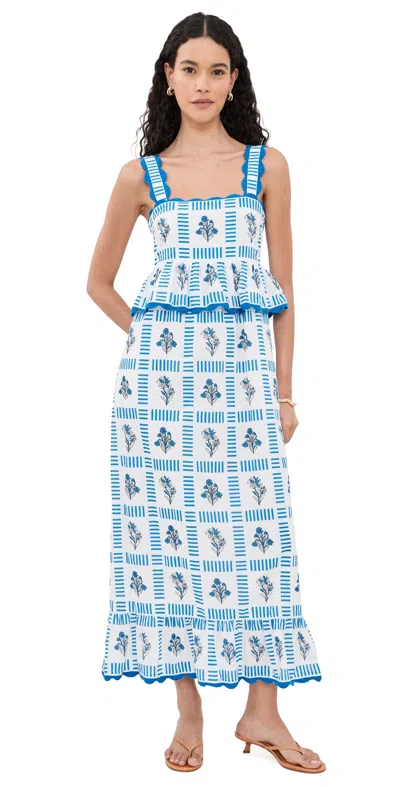 Saylor Vonda Dress Blue/crme In Multi