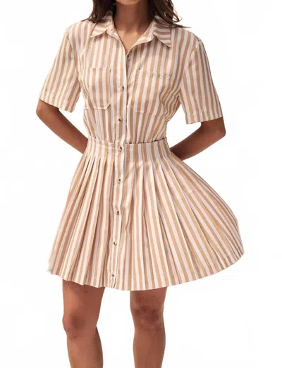 Saylor Wilda Dress In Brown Stripe In Neutral