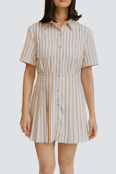 Saylor Wilda Shirt Dress In Sand/cream Stripe In Neutral
